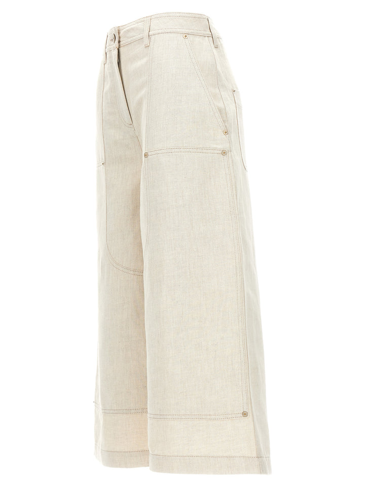 Cropped Workwear Trousers Pants Beige