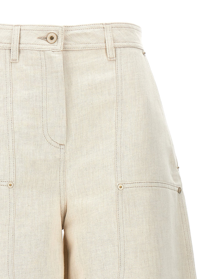 Cropped Workwear Trousers Pants Beige