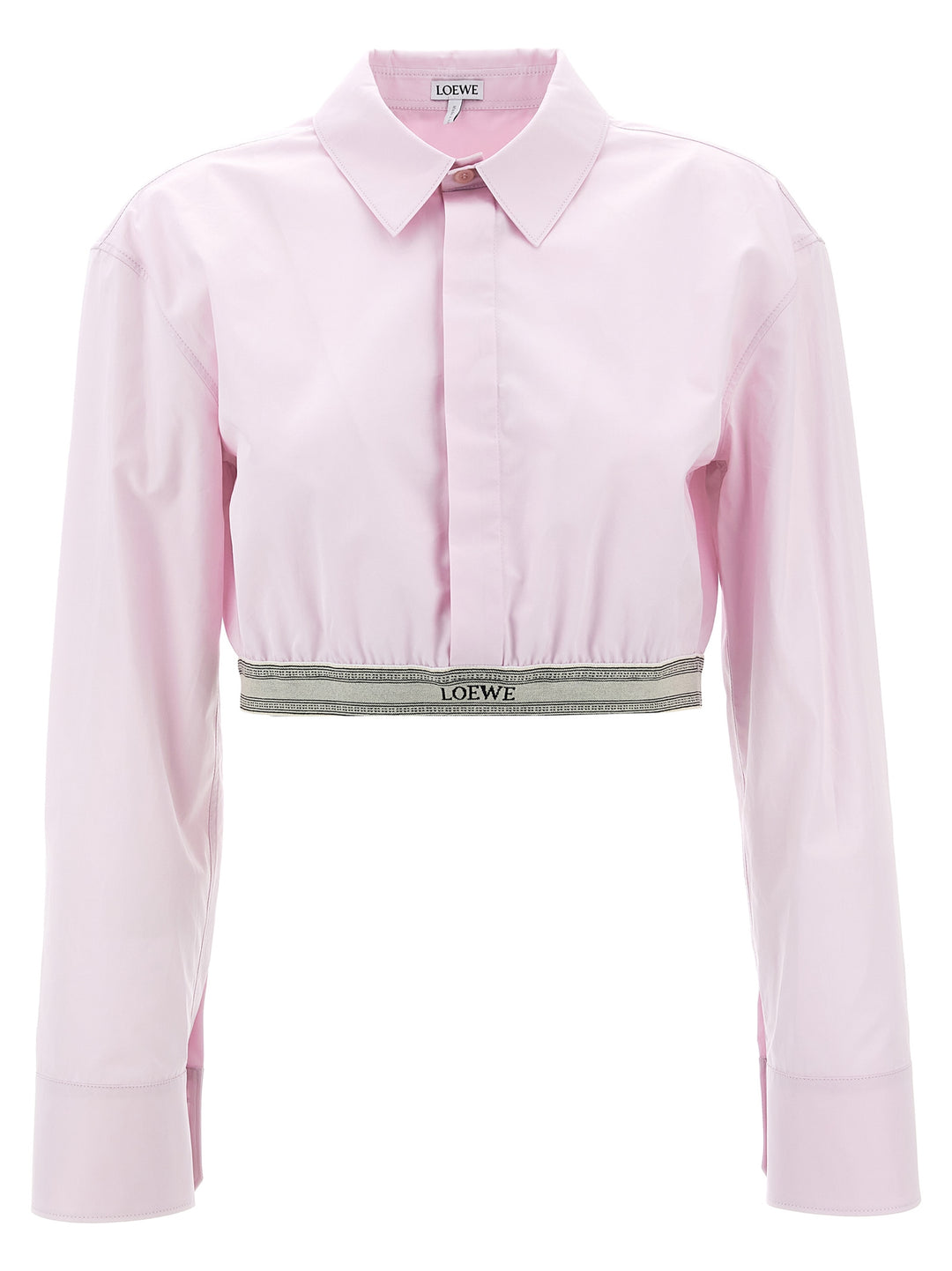 Cropped Elastic Logo Shirt Shirt, Blouse Pink