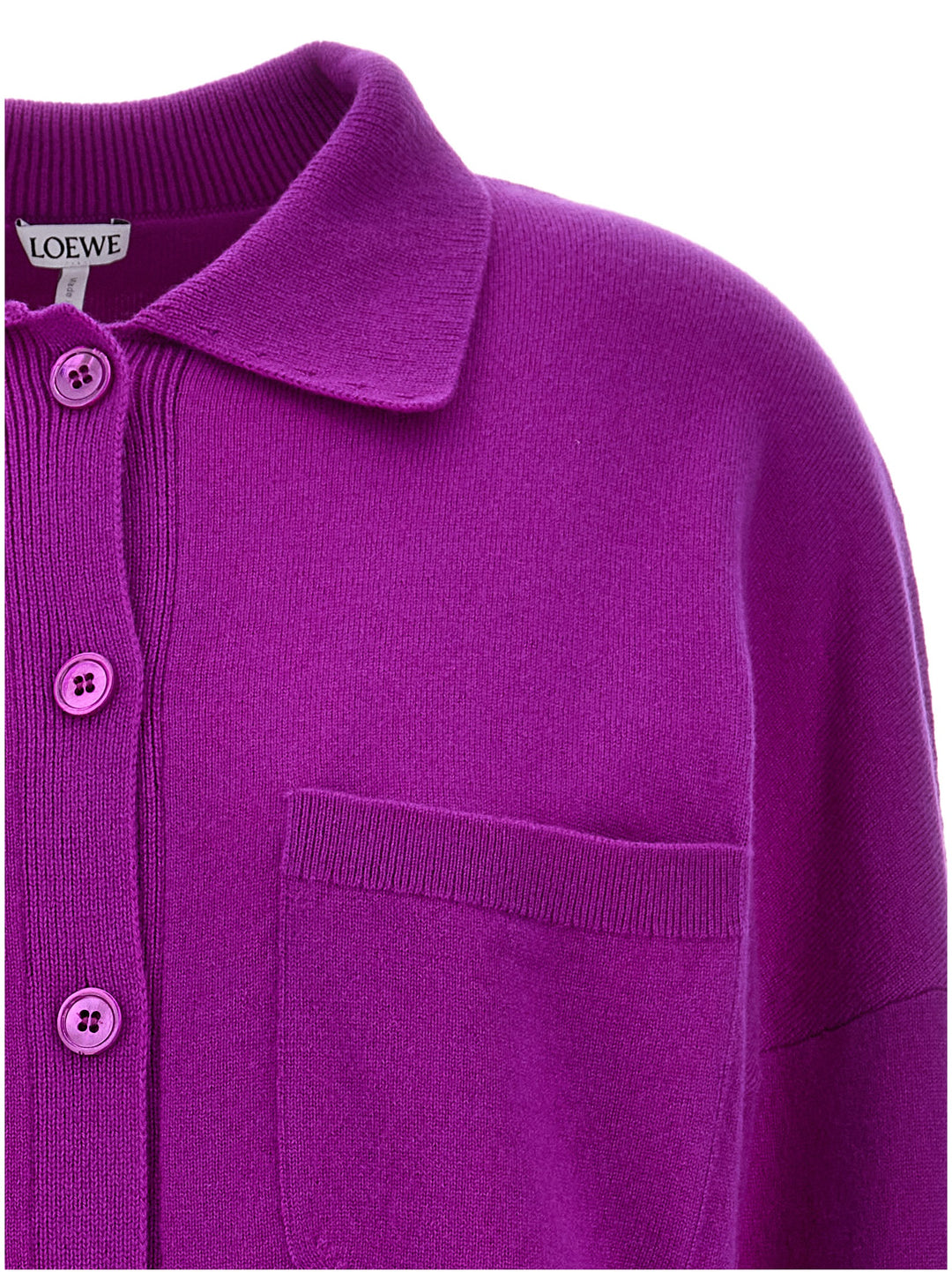 Logo Embroidery Cardigan Sweater, Cardigans Purple