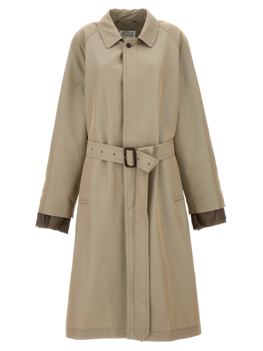 Long Single-Breasted Trench Coat Coats And Trench Coats Beige