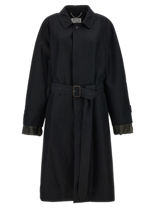 Long Single-Breasted Trench Coat Coats And Trench Coats Black
