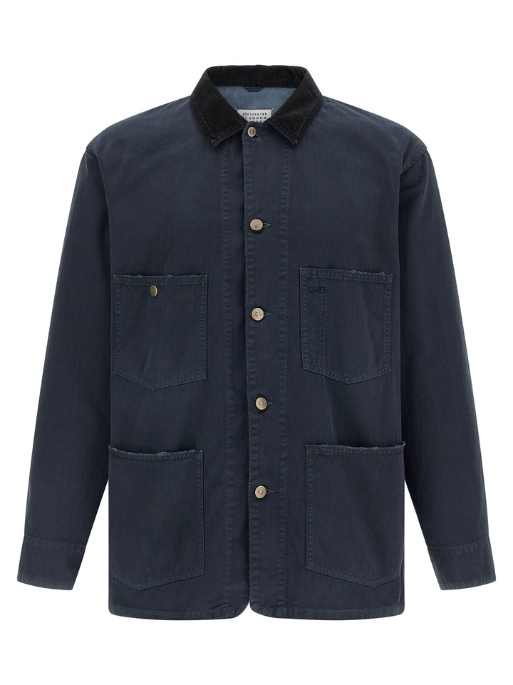 Maison Margiela Herringbone Jacket Puffer Jackets - Blue | 8686381b758a8a9728cf44a794fe02e726386a30