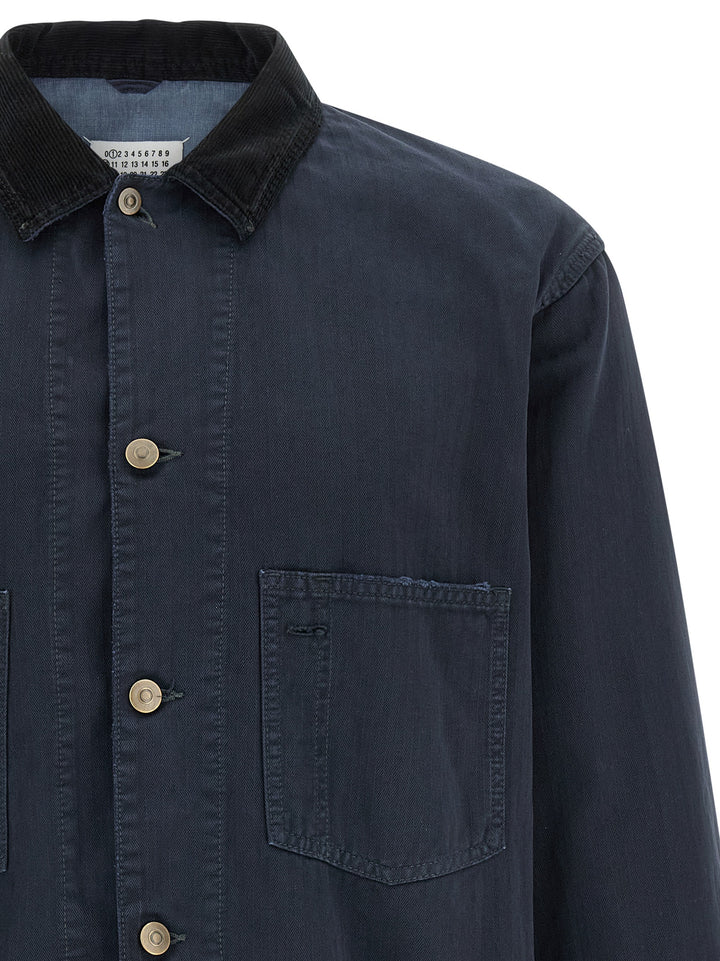 Maison Margiela Herringbone Jacket Puffer Jackets - Blue | 3cfc01b83242b60cbeebe623b14a55d039af73f4