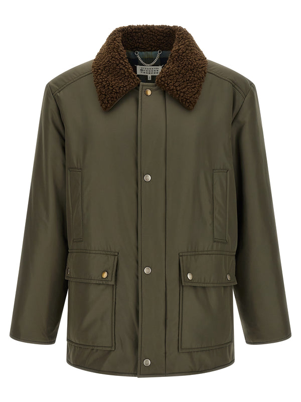 Shearling Collar Parka Puffer Jackets Green