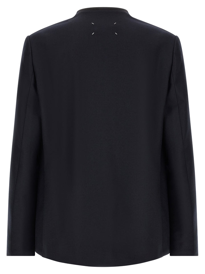 Maison Margiela Minimal Blazer - Blue | e315bf503db412f86e05dabc871f3e554cb56b59