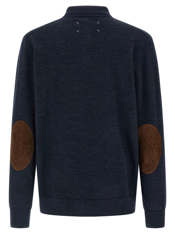 Maison Margiela Suede Patch  Shirt Polo - Blue | 93aad481e26e1740776f091e9055b9065a7054ea