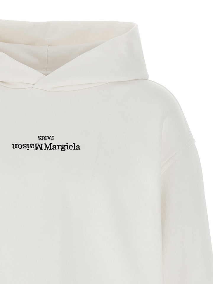 Maison Margiela Logo Hoodie Sweatshirt - White | 8661bdb6fc320b073967a24eb0879bf179d38ea1