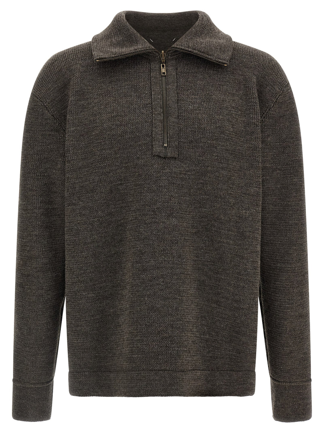 Maison Margiela Elbow Patch Quarter-Zip Sweaters and Cardigans - Gray | 1349f485ae532b919c4f759d04d942192a99e248
