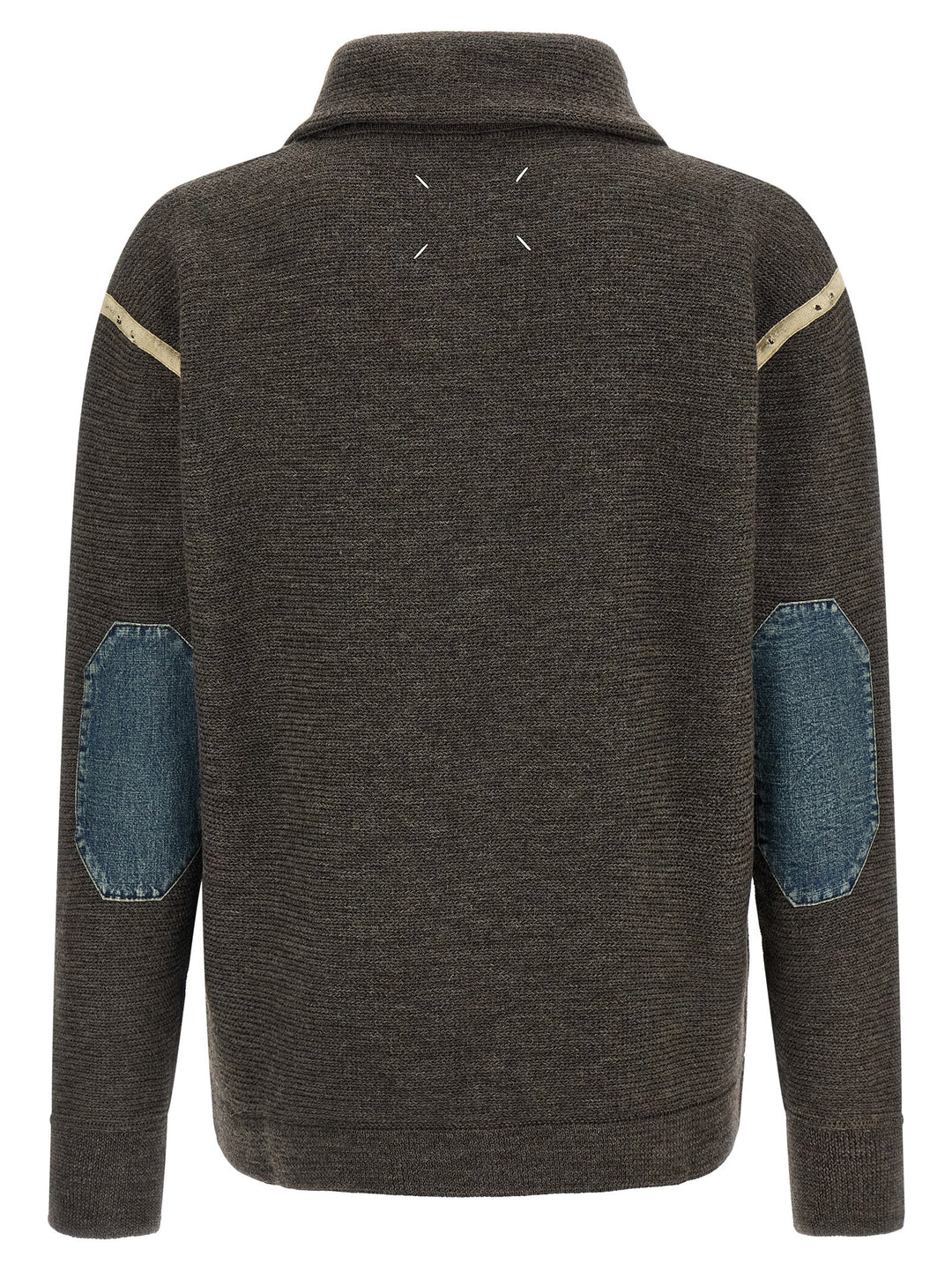 Maison Margiela Elbow Patch Quarter-Zip Sweaters and Cardigans - Gray | b66cead1294e166da1bc25a5ce565d88d747b9af