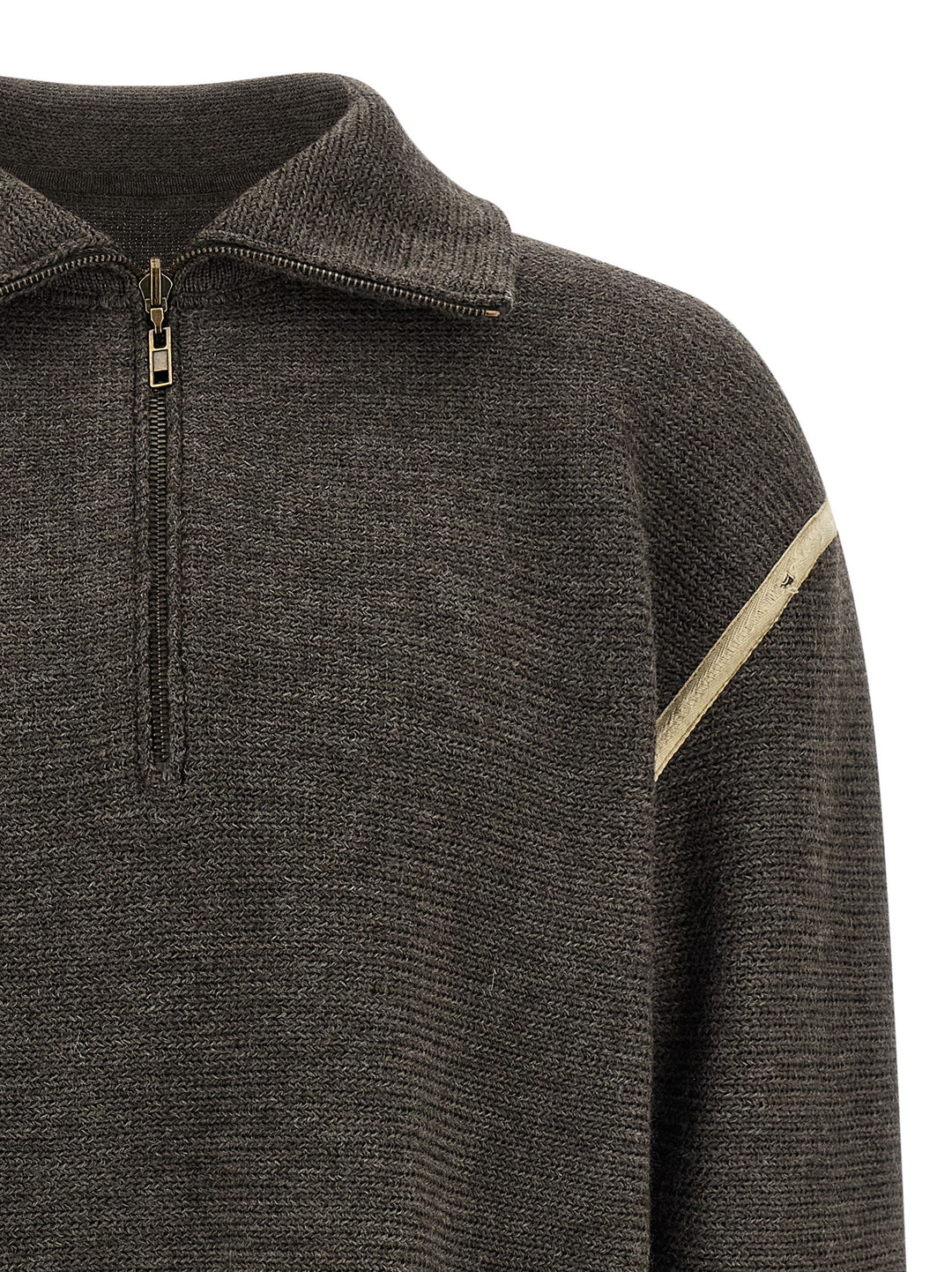 Maison Margiela Elbow Patch Quarter-Zip Sweaters and Cardigans - Gray | ad27ebba8924a5d2dec57d60a099a78ebd83632e