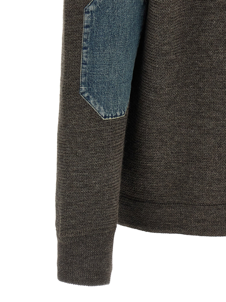 Maison Margiela Elbow Patch Quarter-Zip Sweaters and Cardigans - Gray | a75a3a422e58a80116ace2ee64eef9b8315c1eca