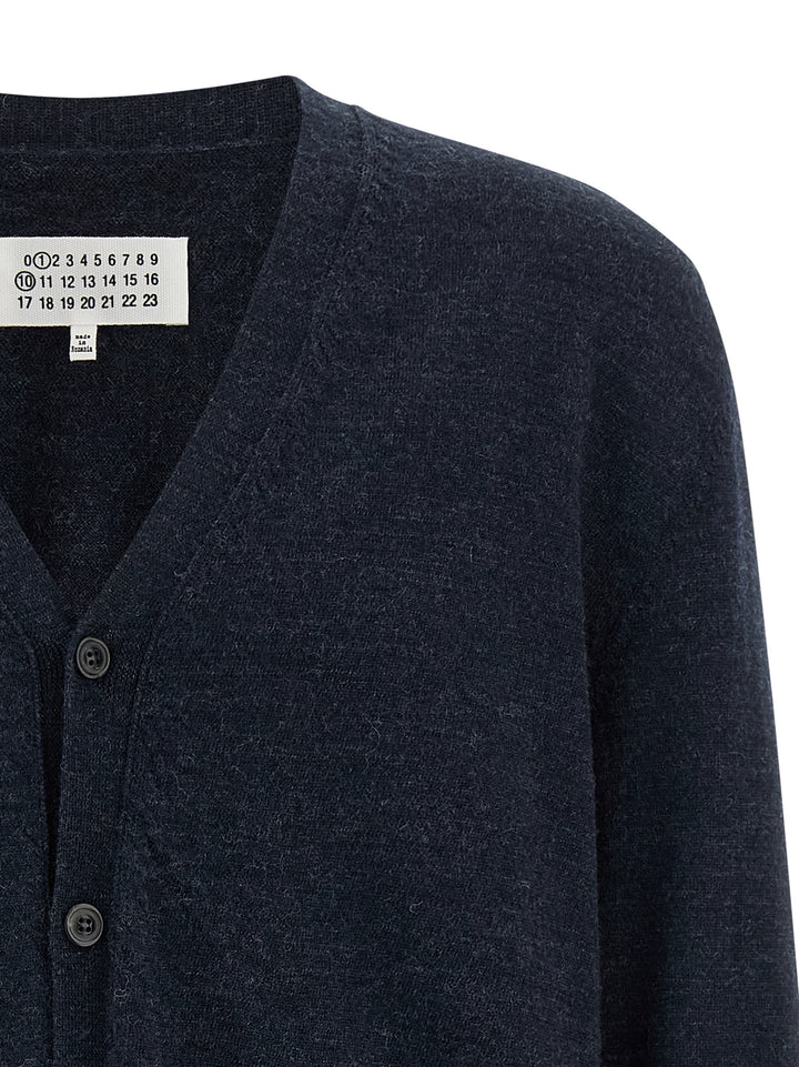 Maison Margiela Suede Patch Cardigan Sweaters and Cardigans - Blue | 665f8b3aa3f213a6650ff7bff0b911adb758d0a2