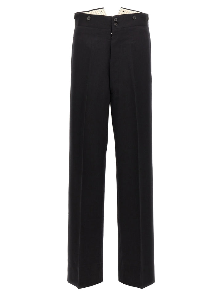 Strap Wool Pants Black