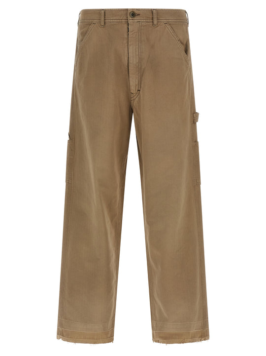 Herringbone Trousers Pants Beige