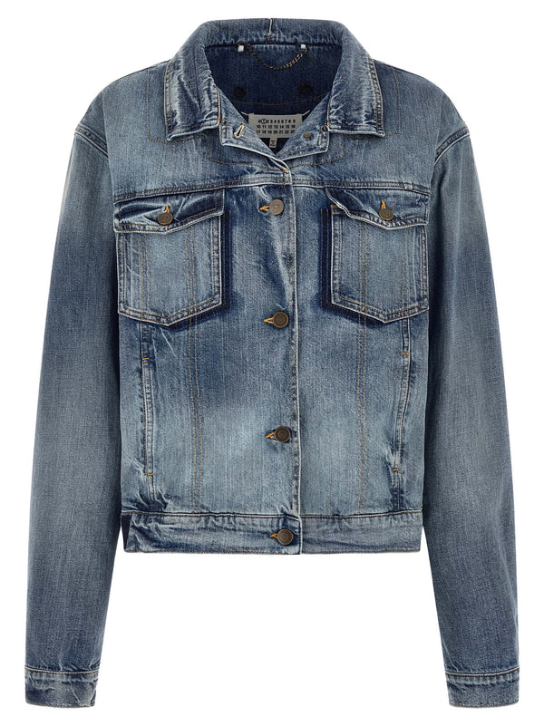 Folded Collar Puffer Jackets Blue