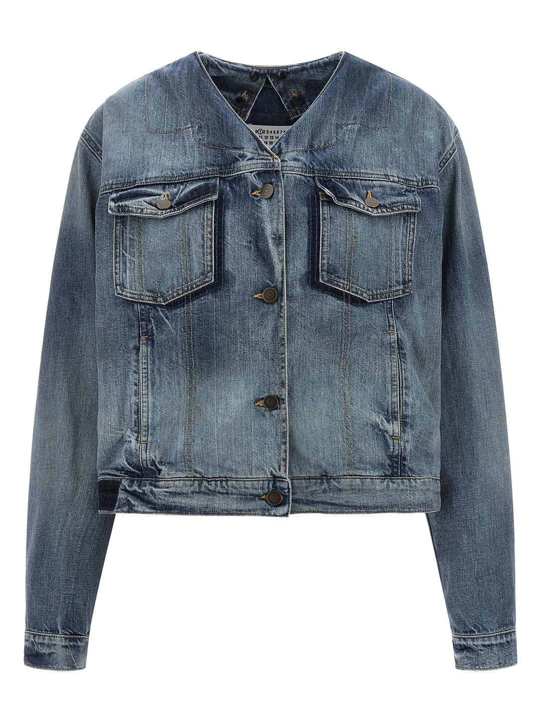 Maison Margiela Folded Collar Puffer Jackets - Blue | 98f2d7dc5c2c4d53f5fe32eab44698e0c4202b85