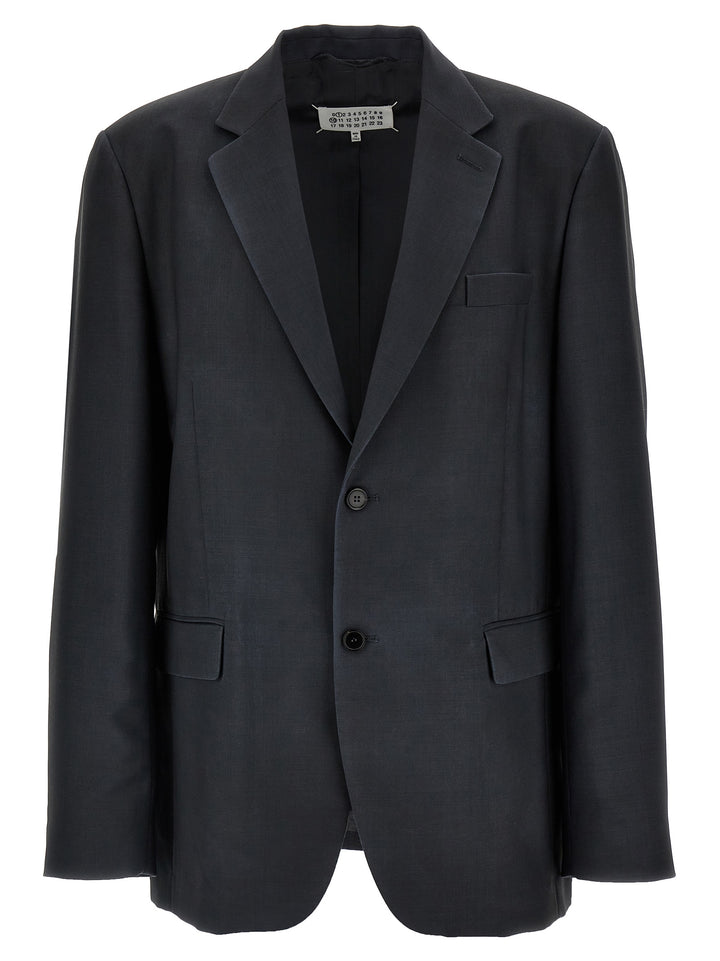 Single-Breasted Mohair Blazer Gray