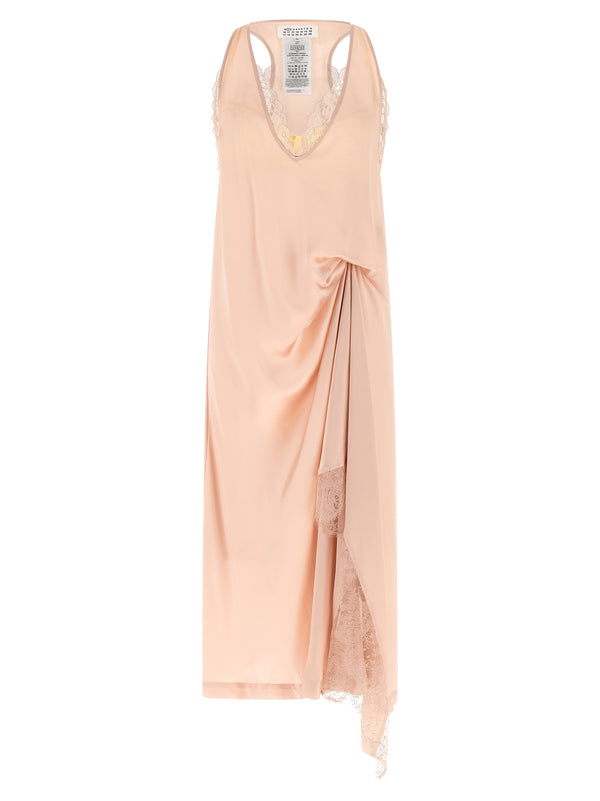 Silk Lace Slip Midi Dress Dresses Pink