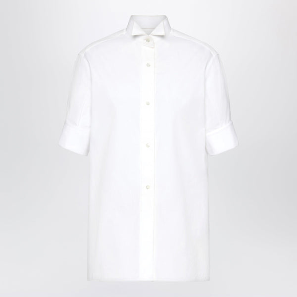 Short-Sleeved Shirt In White Cotton Poplin