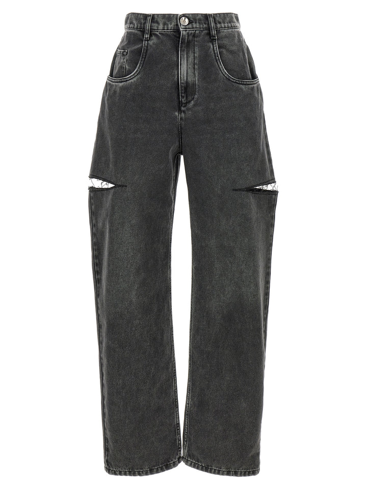 Cut-Out Jeans Pants Black