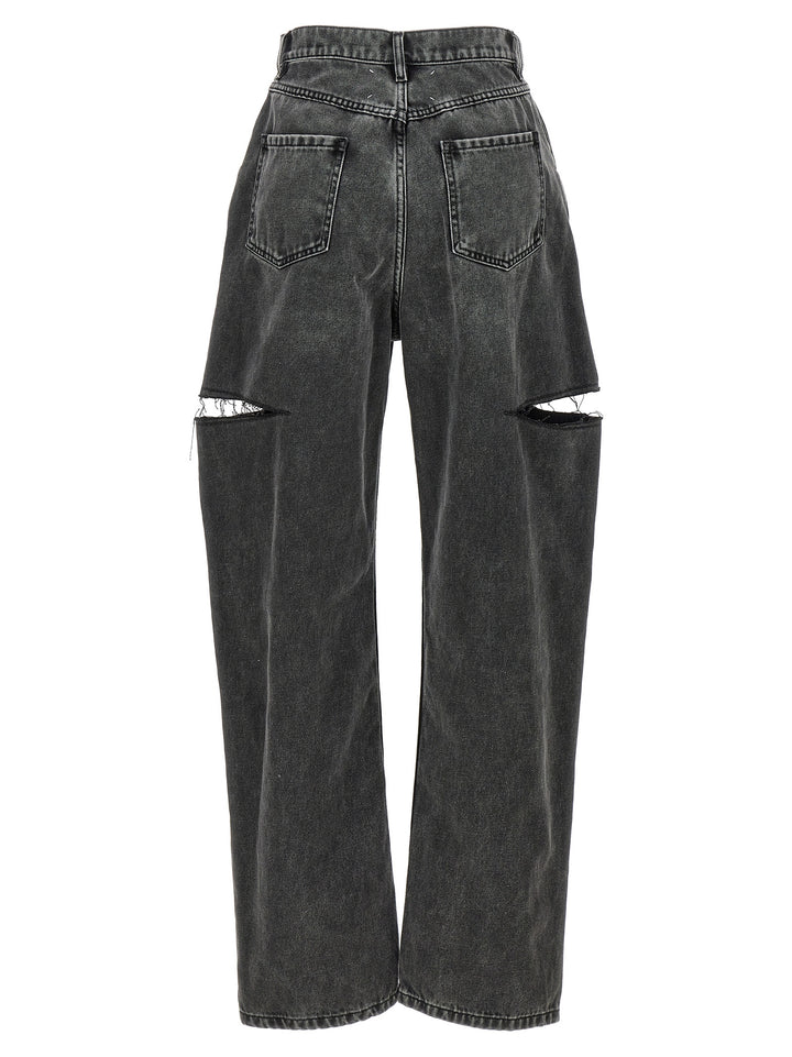 Cut-Out Jeans Pants Black