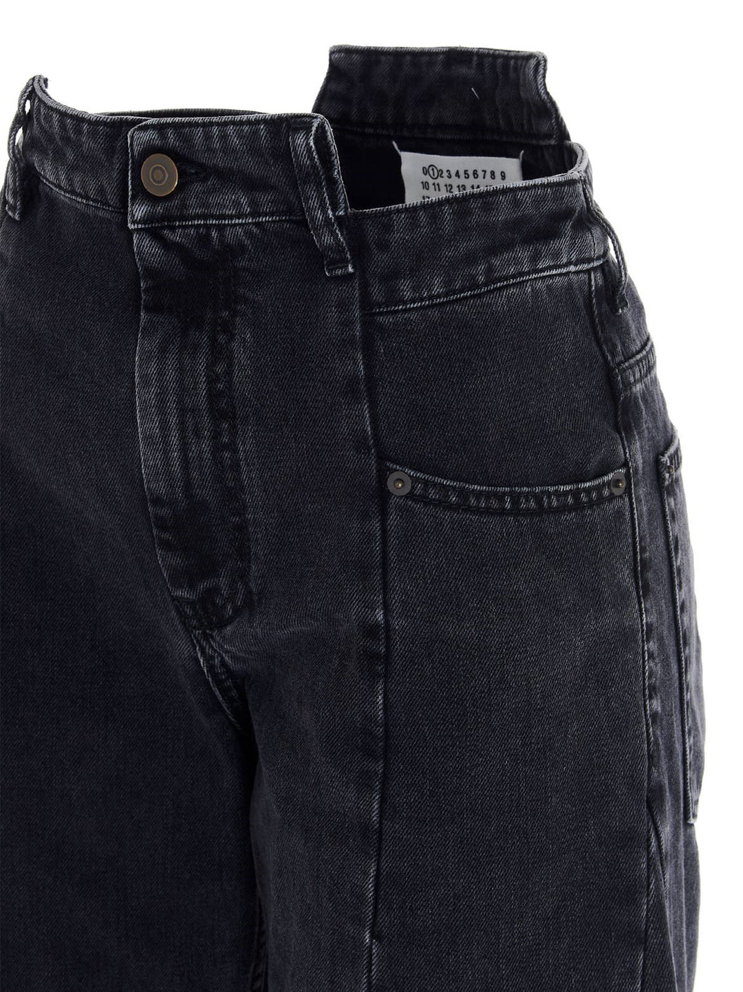 Maison Margiela Asymmetrical Waist Jeans - Black | 1ab269833e0697716b8d6bf5de04ad12beb59d70