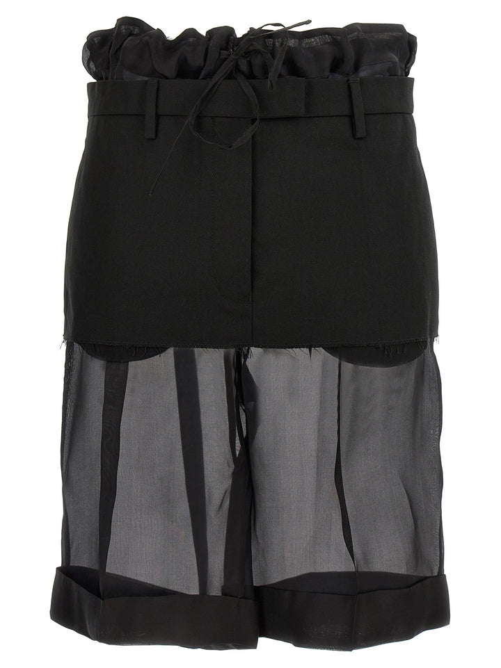 Layered Effect Trouser Skirt Bermuda, Short Black