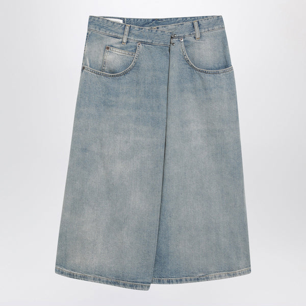Midi Wrap Skirt In Blue Denim
