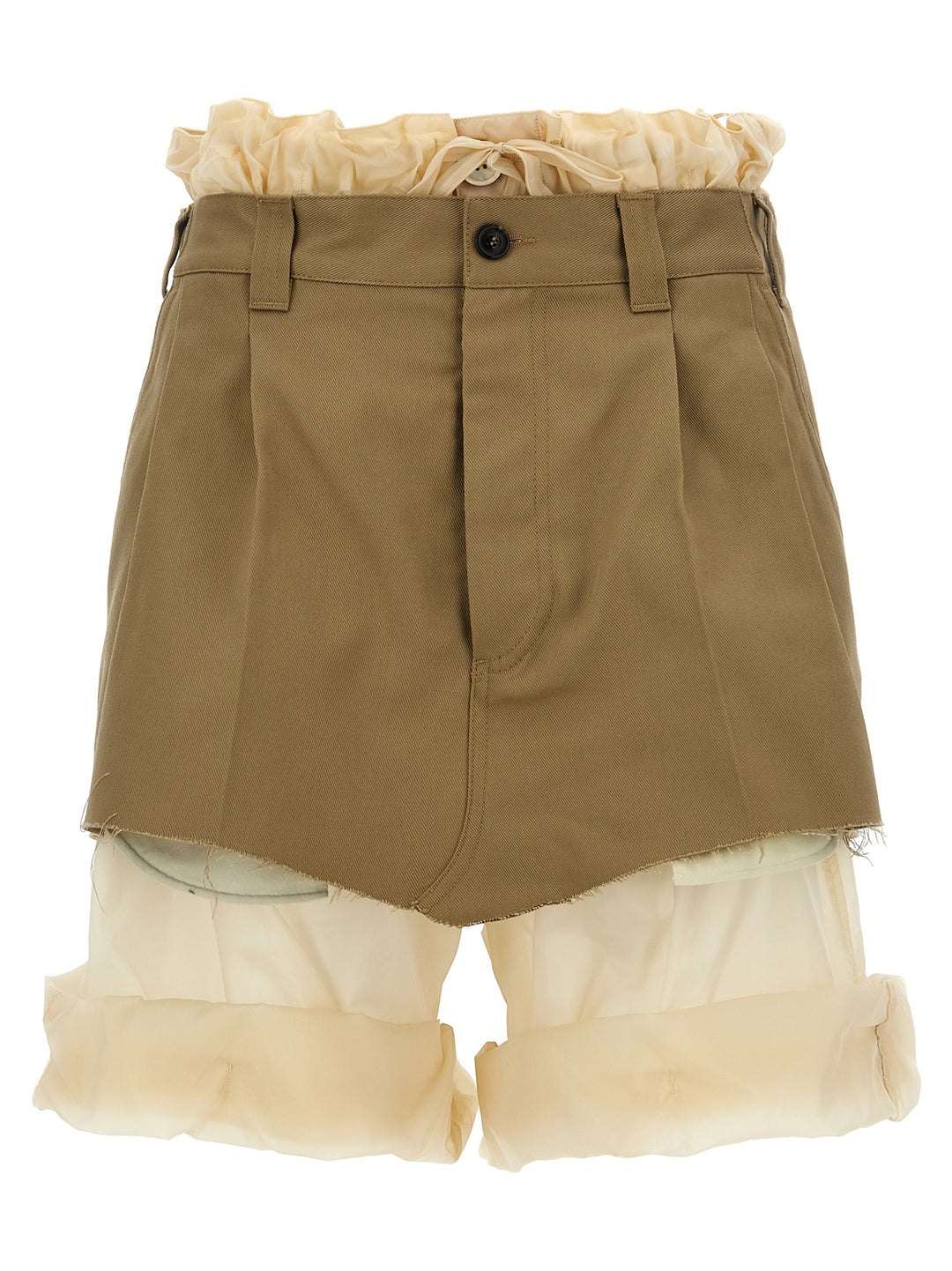 Layered Effect Trouser Skirt Bermuda, Short Beige