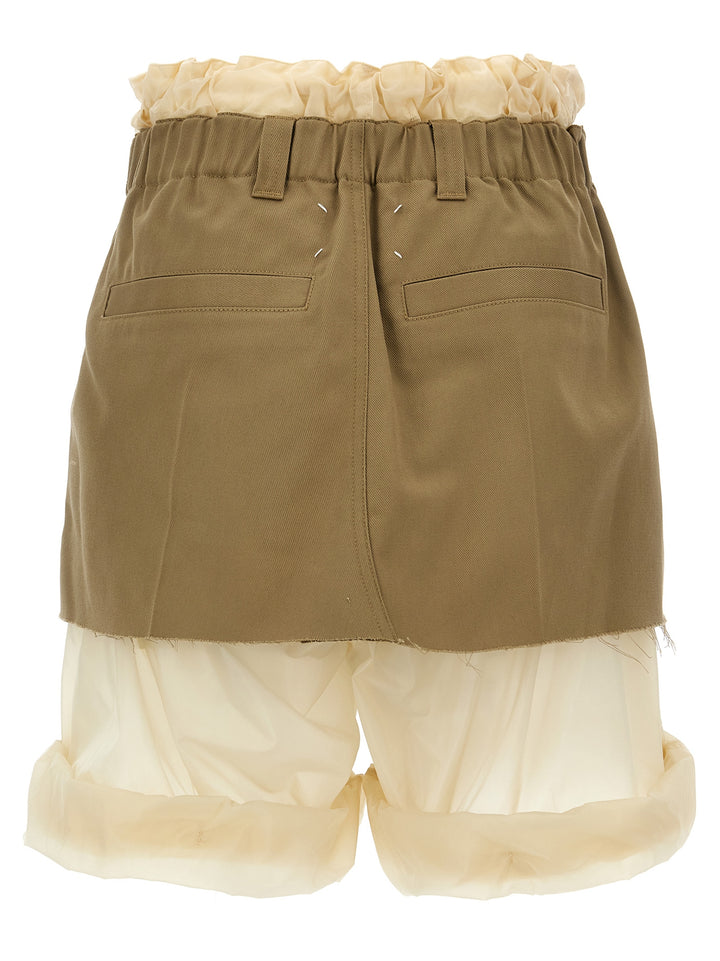 Layered Effect Trouser Skirt Bermuda, Short Beige