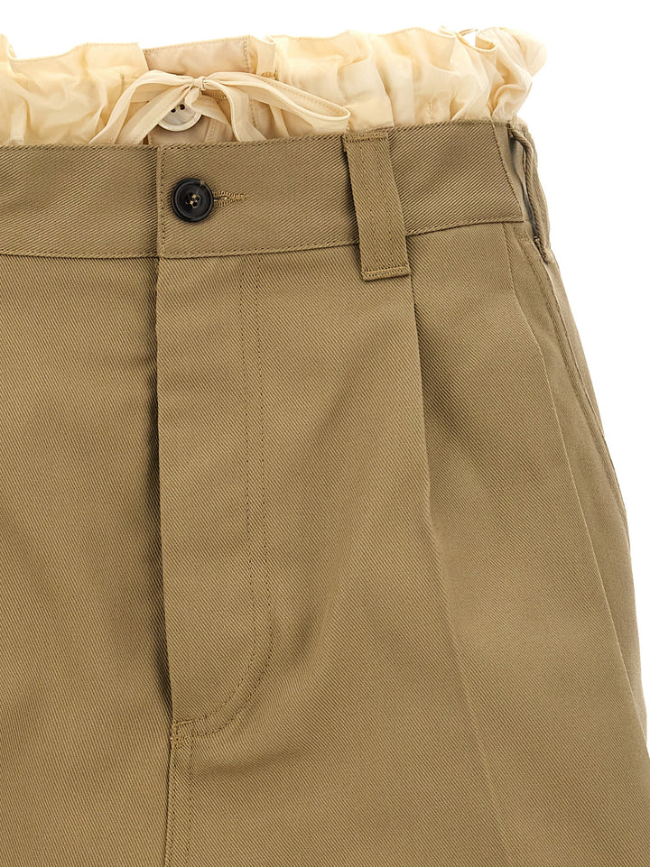 Layered Effect Trouser Skirt Bermuda, Short Beige