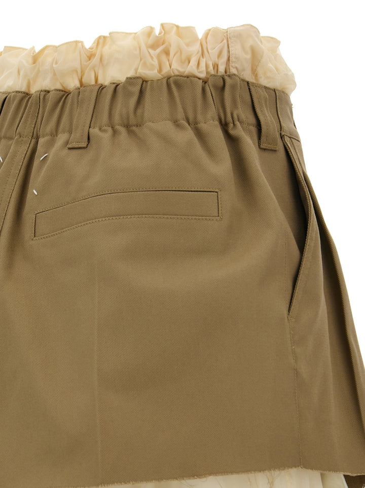 Layered Effect Trouser Skirt Bermuda, Short Beige