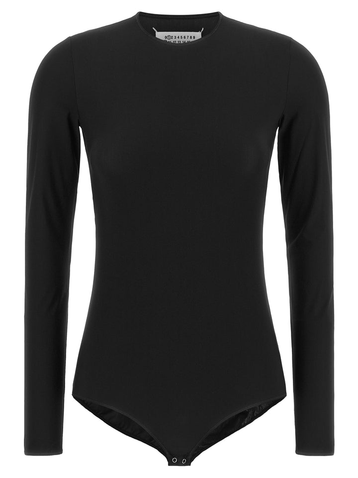 Maison Margiela Long Sleeves Crew Neck Bodysuit Tops - Black | 674fafd1bb085d4515449960393b9b4a54ab0fc5