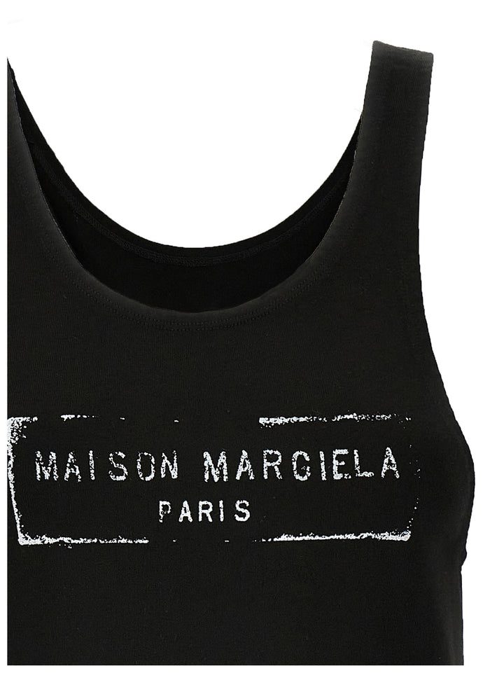 Maison Margiela Logo Tank Top Tops - Black | 81a4ee0e3d5ac5ffd3d4056bb39fc67b51a5d6a7