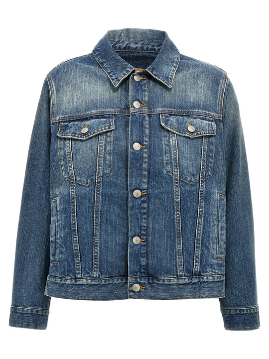 Layered Denim Jacket Puffer Jackets Blue