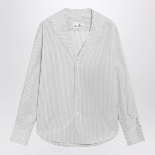 Pinstriped Cotton Shirt With V-Neck