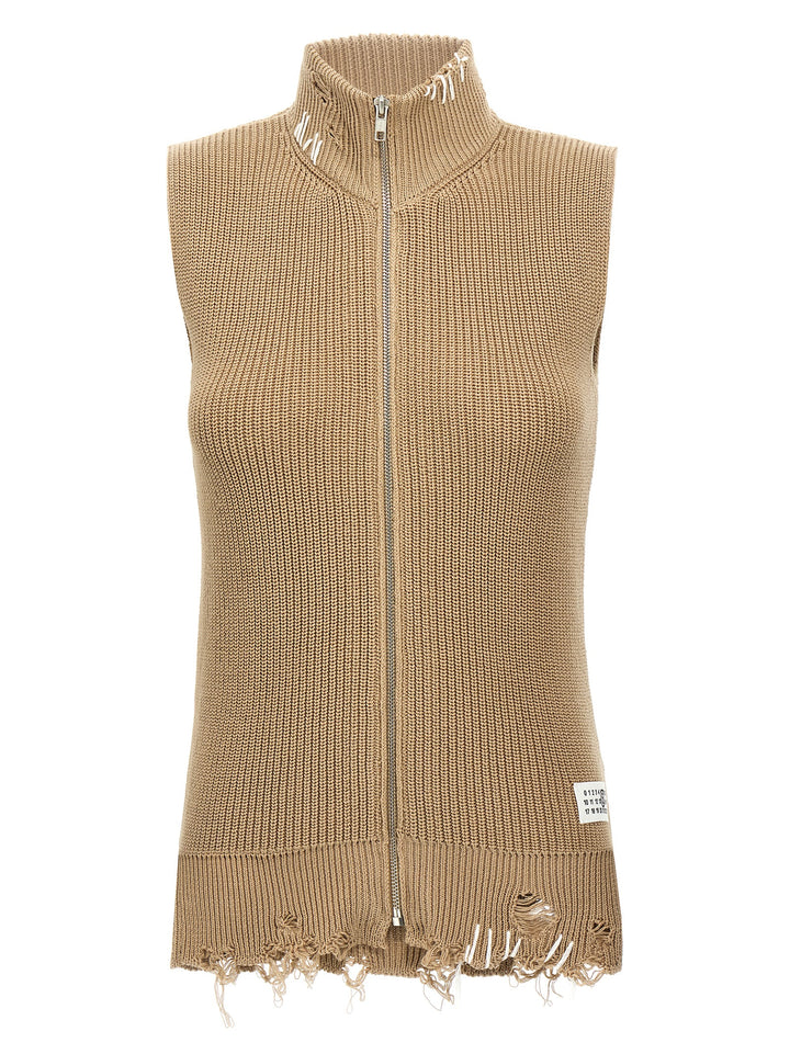 Destroyed Vest Gilet Beige