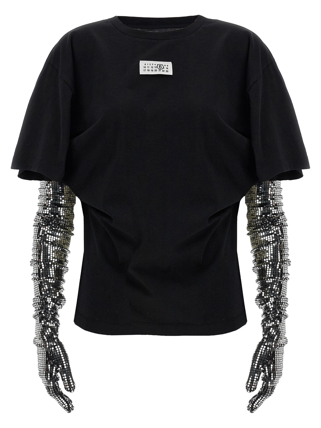 Mm6 Maison Margiela Sequin Gloves T-shirt - Black | 2d620e561b97848545685291d0ada7ba7ea86344