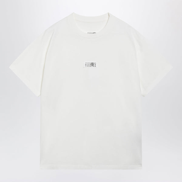 White Cotton Jersey T-Shirt With Logo Patch