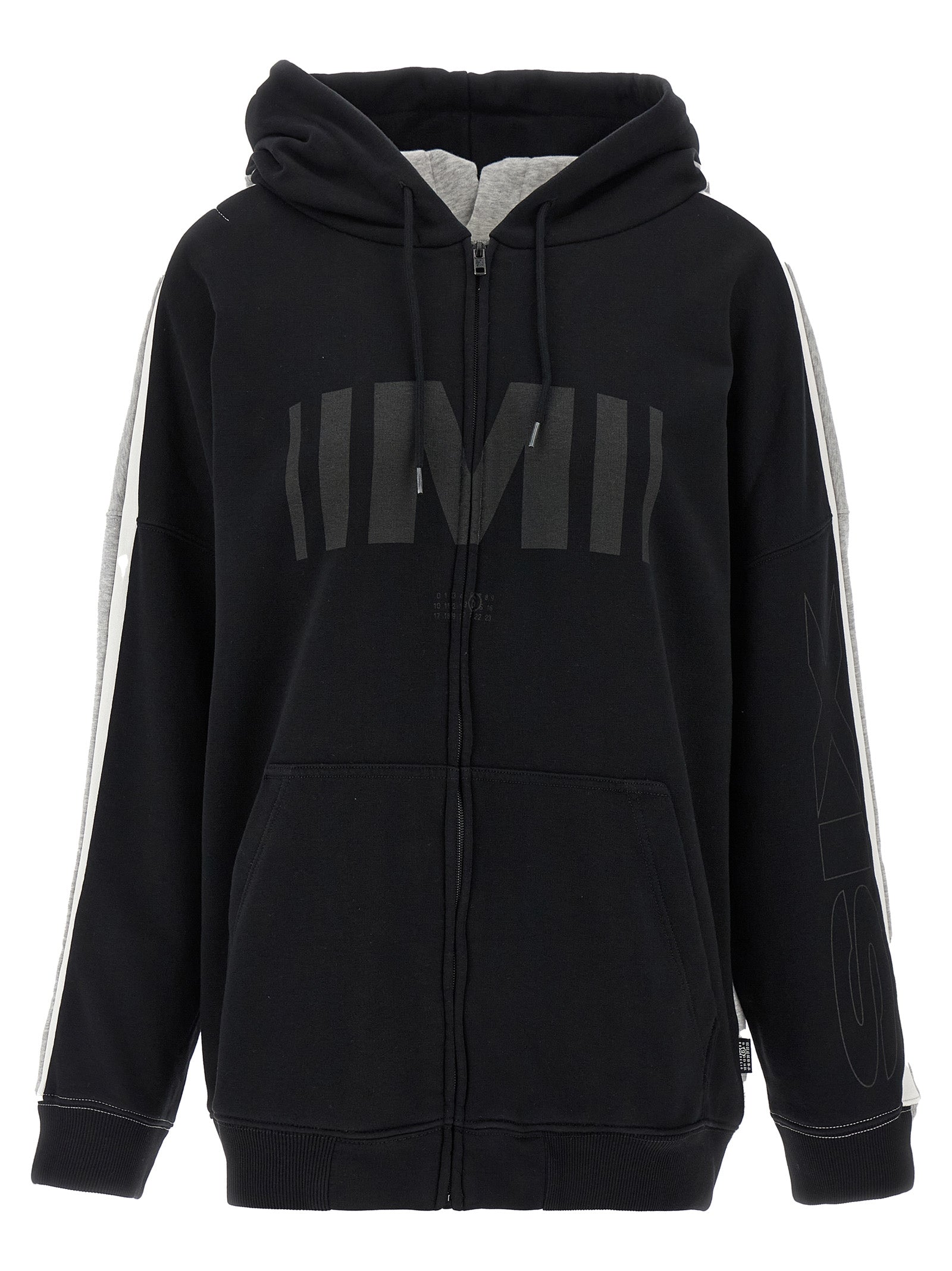 トップス MM6 Maison Margiela SWEATSHIRT MM6 Maison Margiela fleece sweatshirt black color hooded