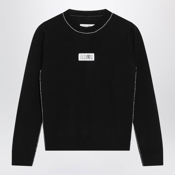 Wool-Blend Sweater With Contrast Trim In Black