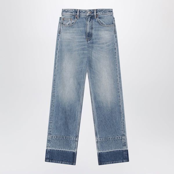 Straight-Leg Five-Pocket Jeans In Faded Blue Cotton