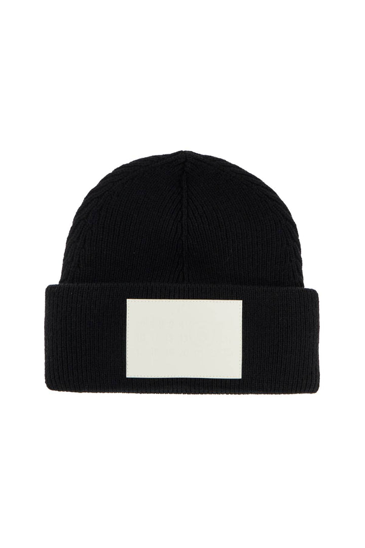 Cappello Beanie In Lana Con Maxi Patch Logo