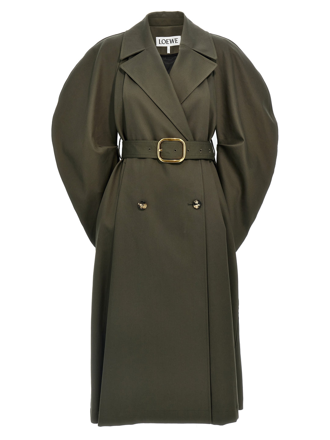 Double-Breasted Drill Trench Coat Coats, Trench Coats Green