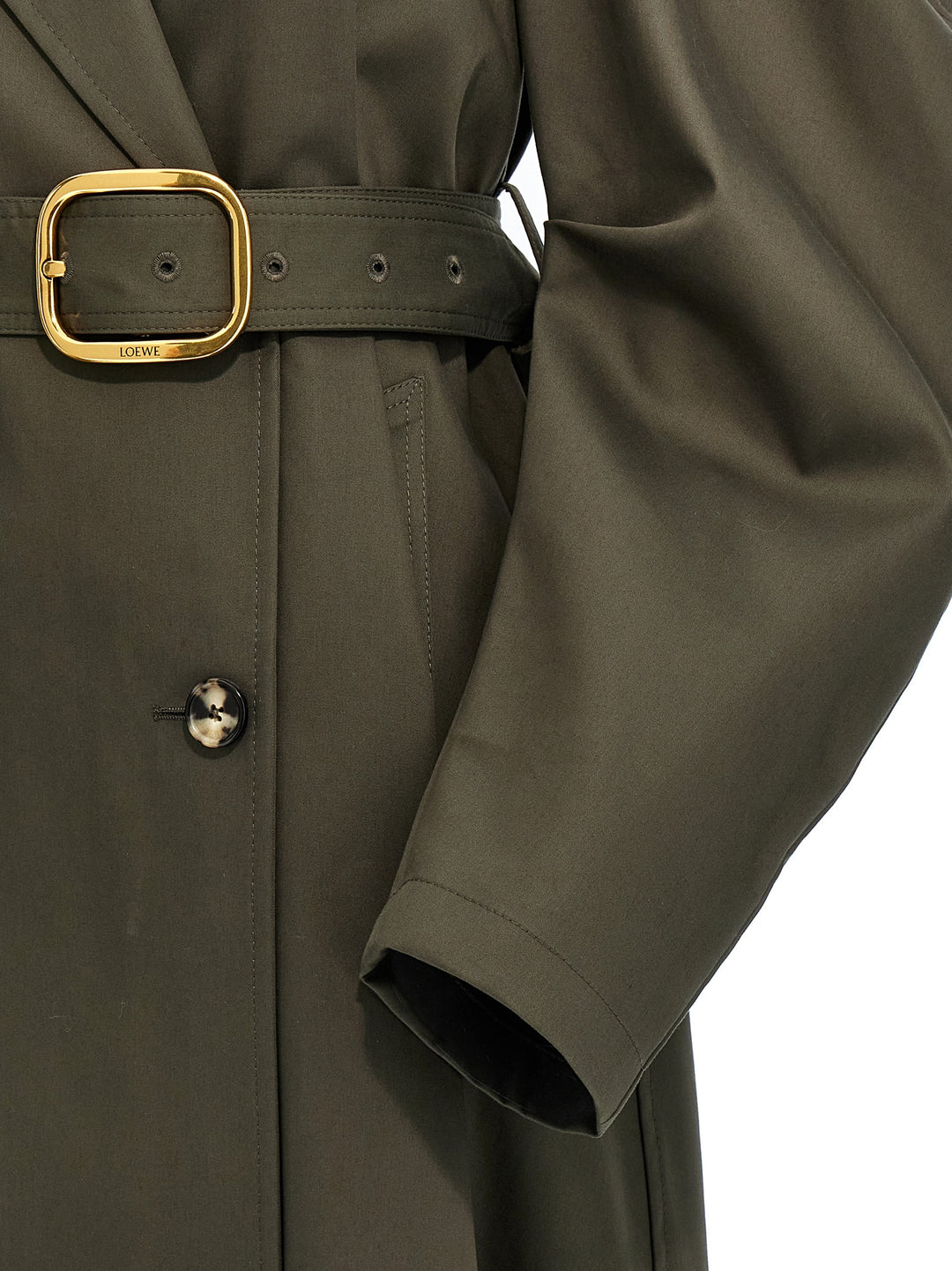 Double-Breasted Drill Trench Coat Coats, Trench Coats Green