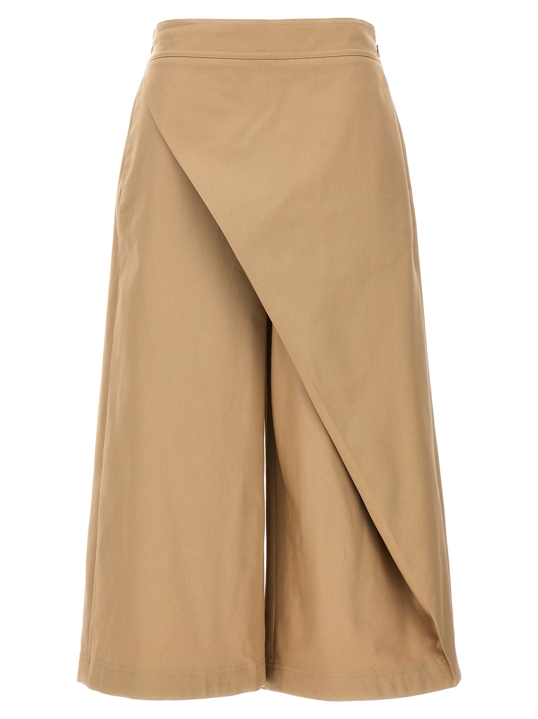 Turned-Up Crop Trousers Pants Beige