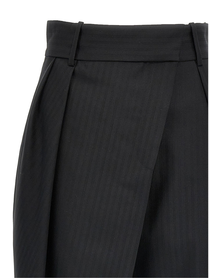 Cropped Wrap Pants Black