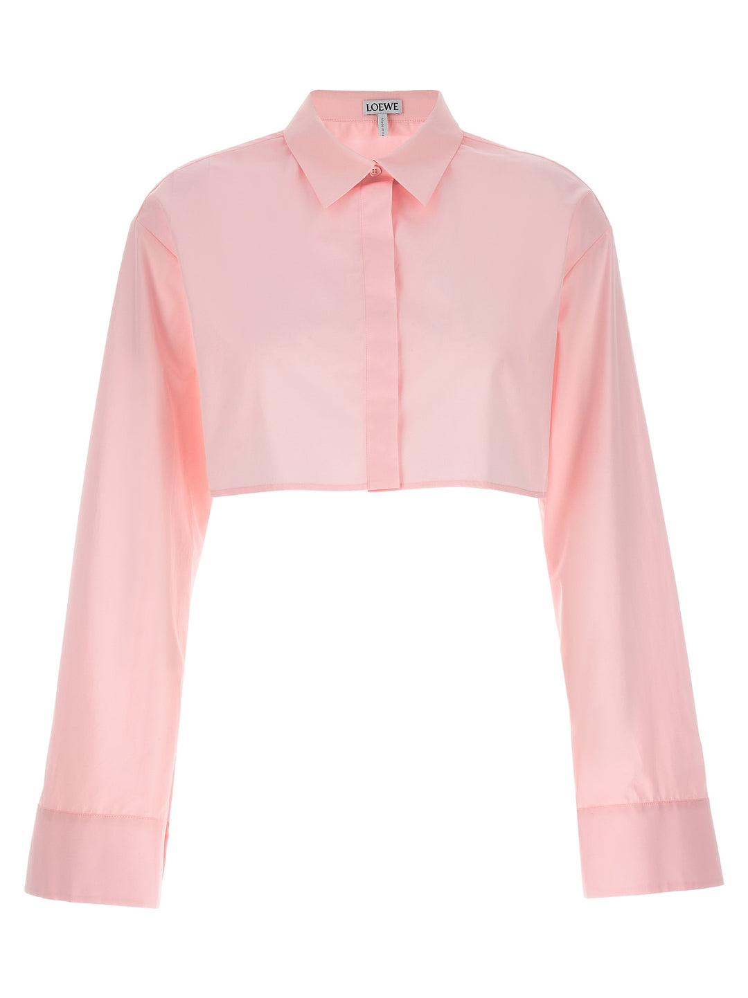 Cropped Cotton Shirt Shirt, Blouse Pink