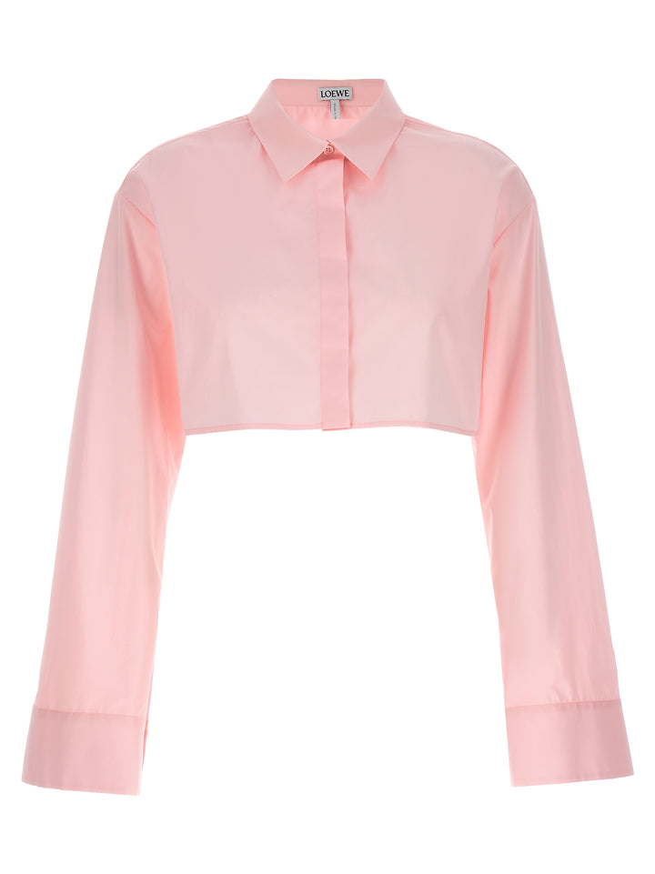 Cropped Cotton Shirt Shirt, Blouse Pink